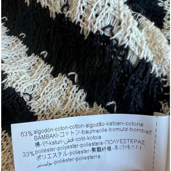 NWT Zara Limited Edition Black/Cream Striped Long Contrast Crochet Knit Dress L - Picture 9 of 10